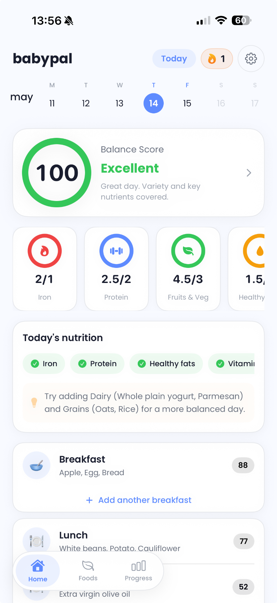 babypal app home screen